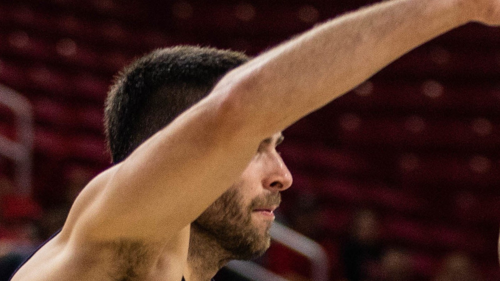 Close-up of John Konchar in a Purdue Fort Wayne jersey, face centered