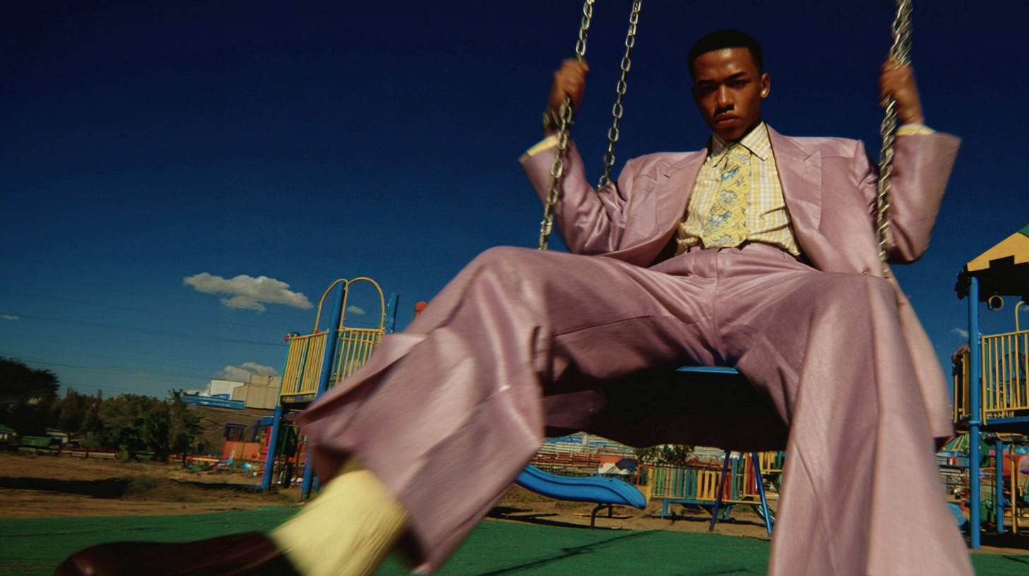 A kid practicing surfing