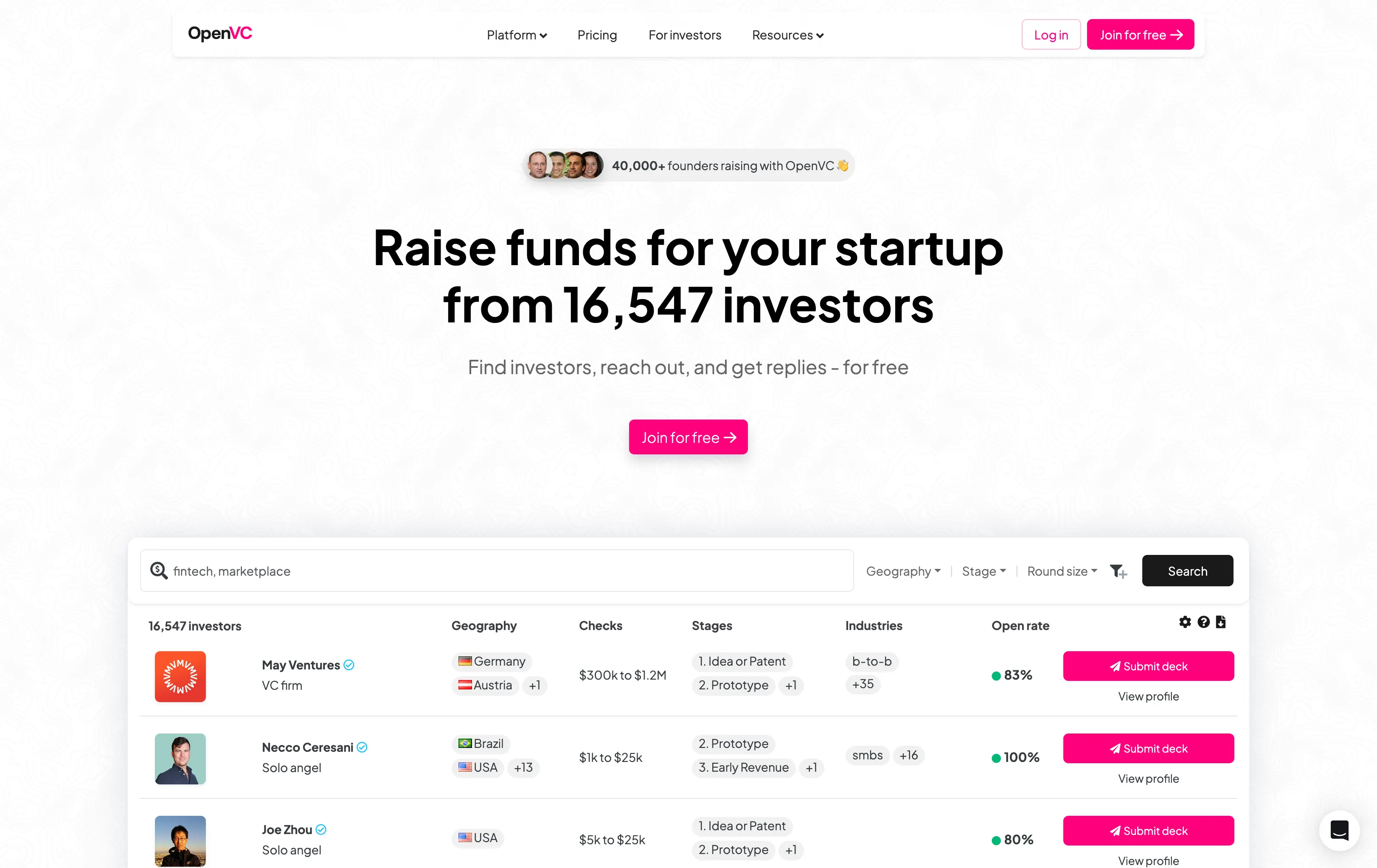 OpenVC Find investors for your startup — raise for free