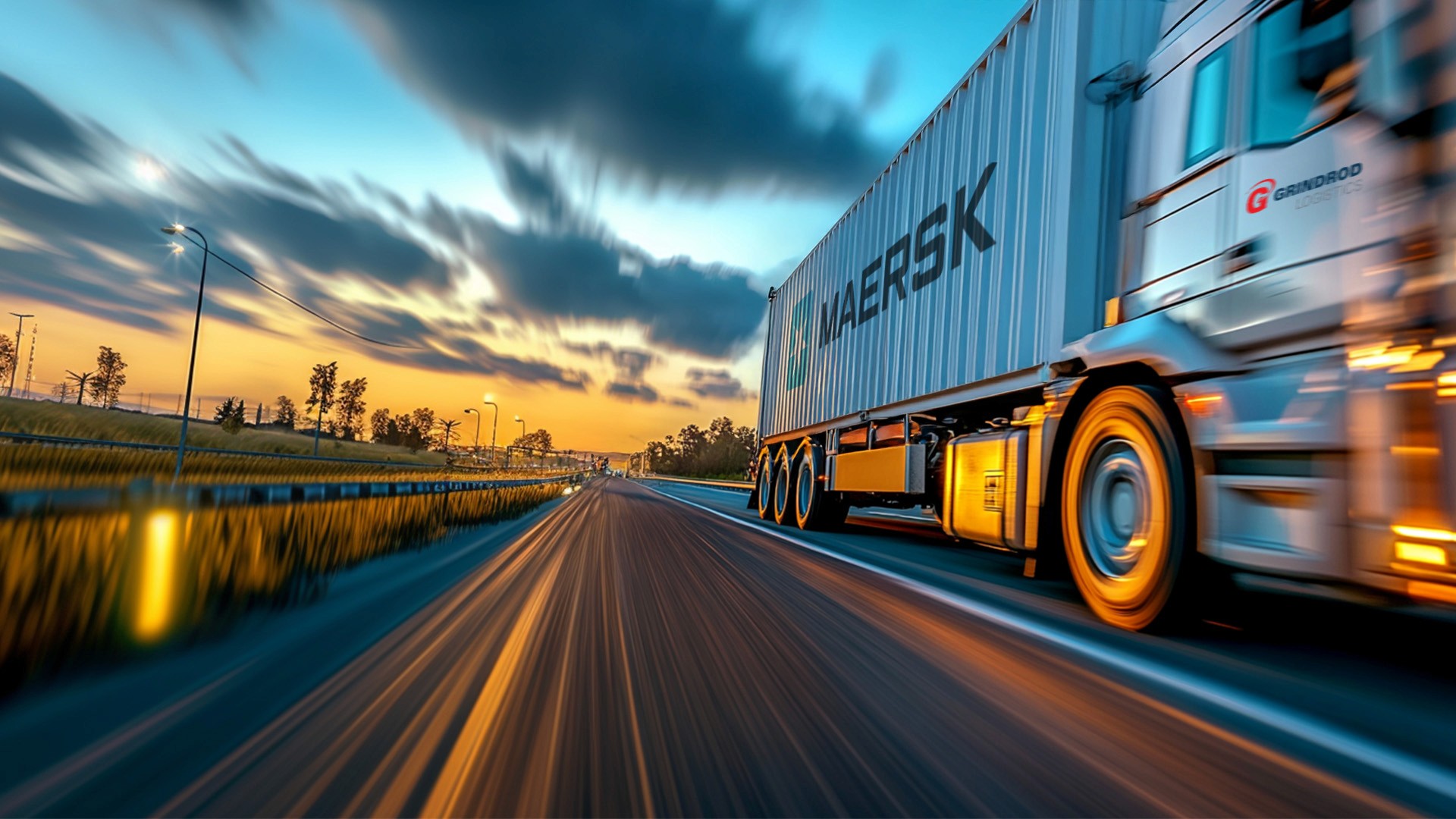 grindrod logistics truck carrying maersk container on the highway