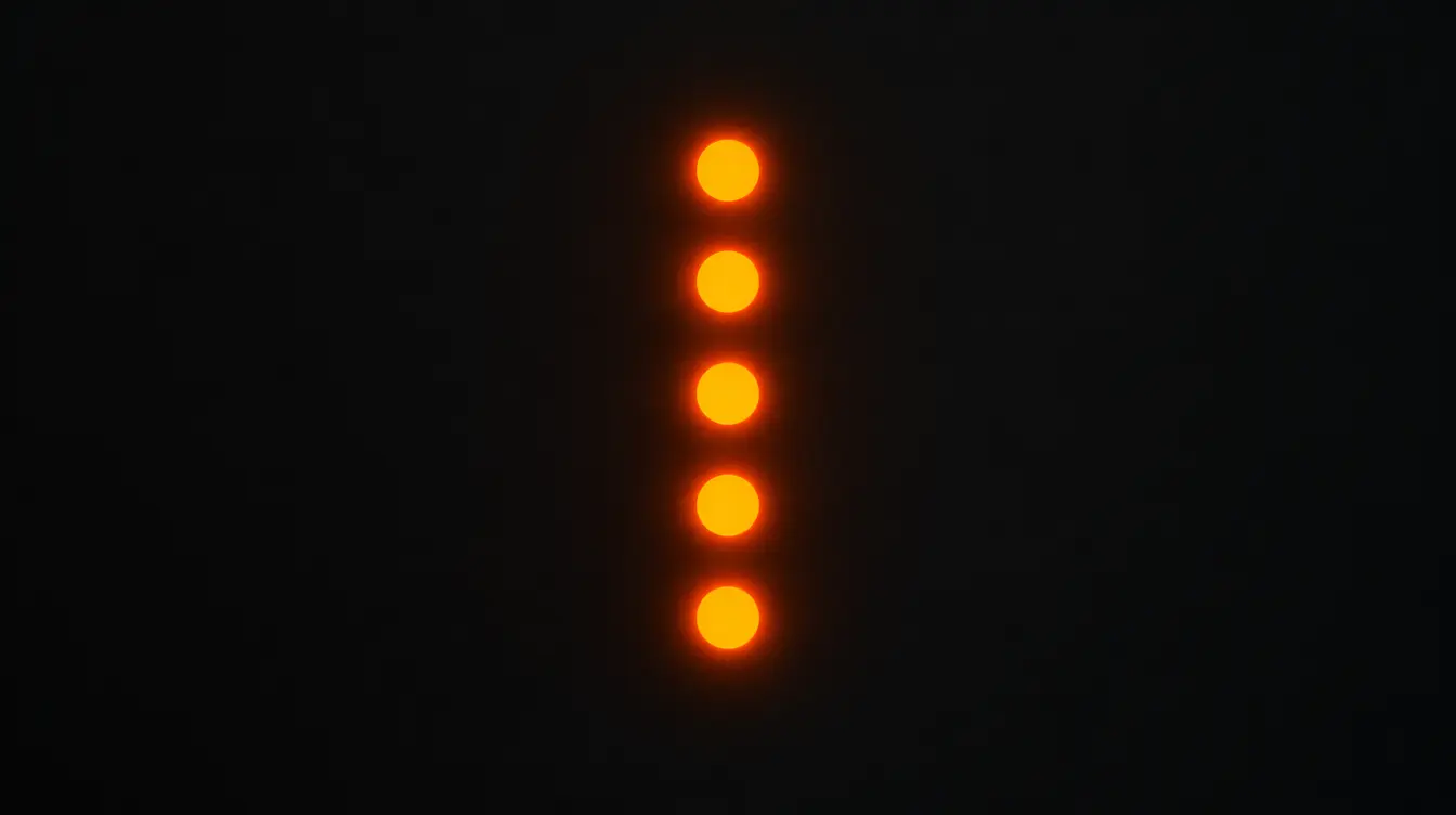 ive glowing orange dots arranged vertically, representing five key signals for business automation 