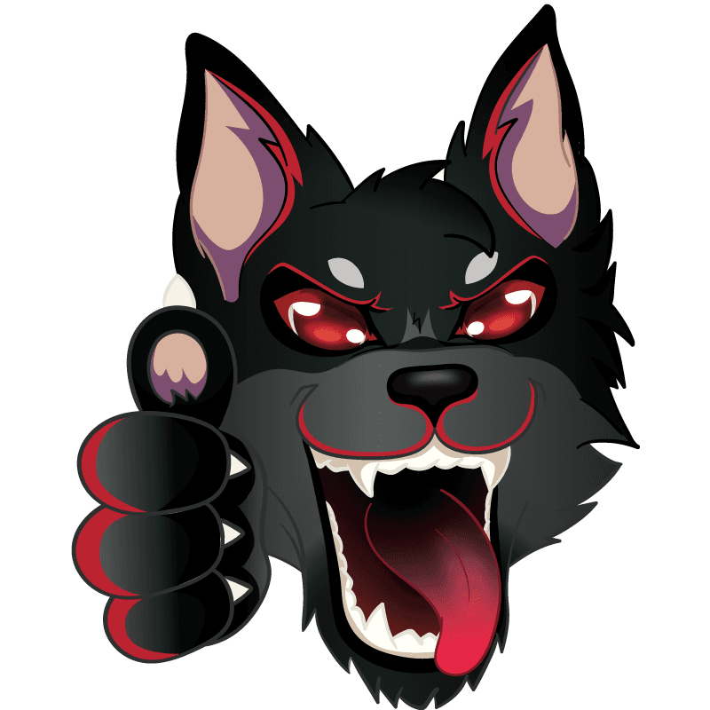 Final black-and-red wolf custom emotes for Logic