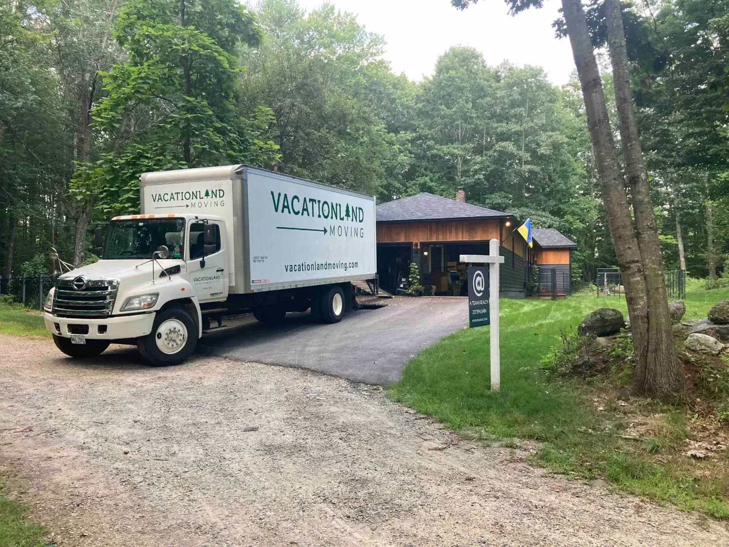 The truck backed up to a customer’s home in Maine