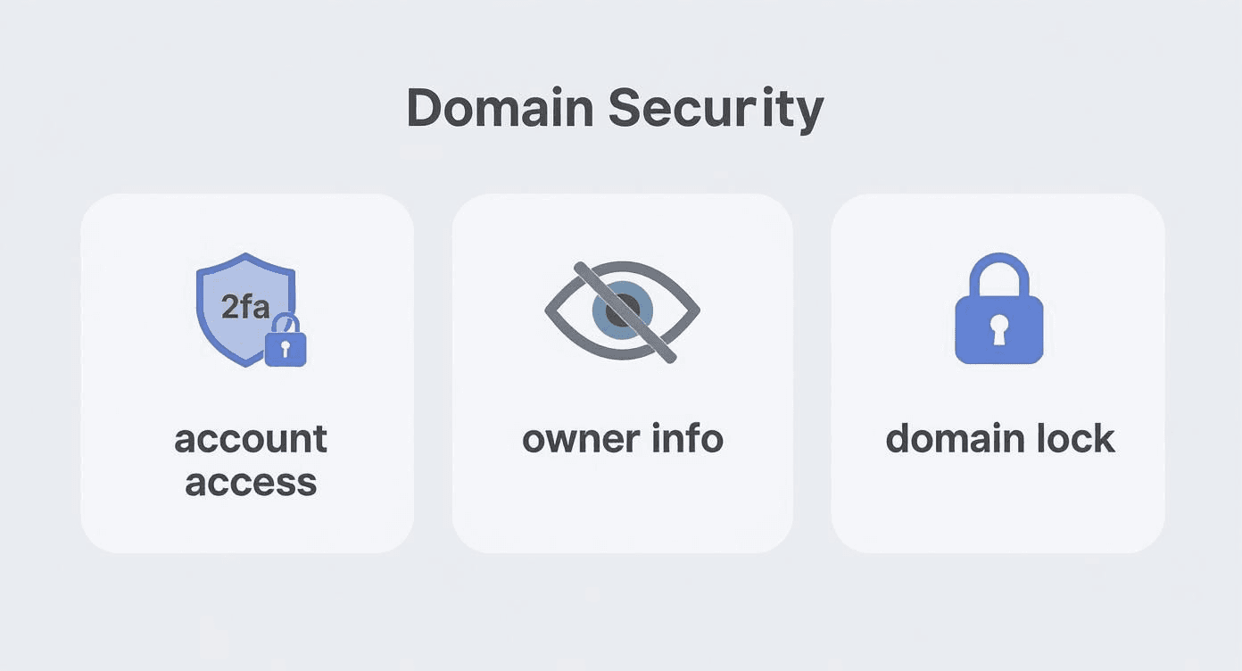 a infographic showing the core pillars of domain security