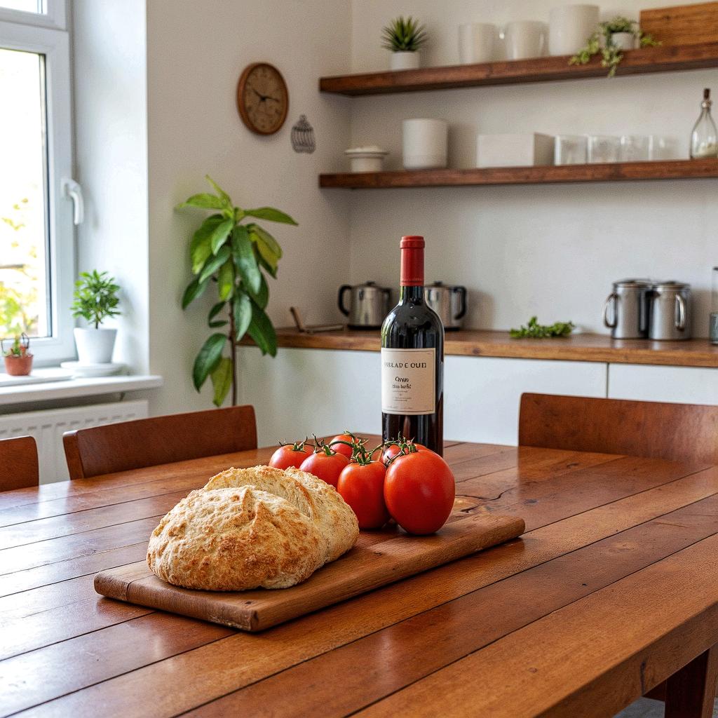Clean kitchen with wooden flooring