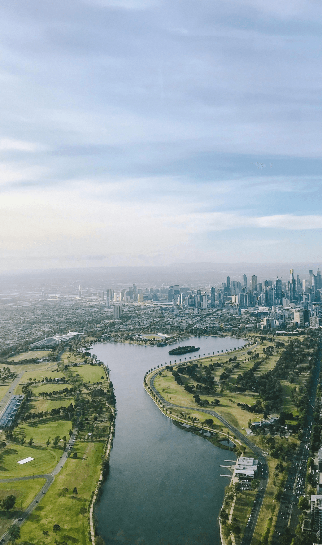 Cityscape park aerial