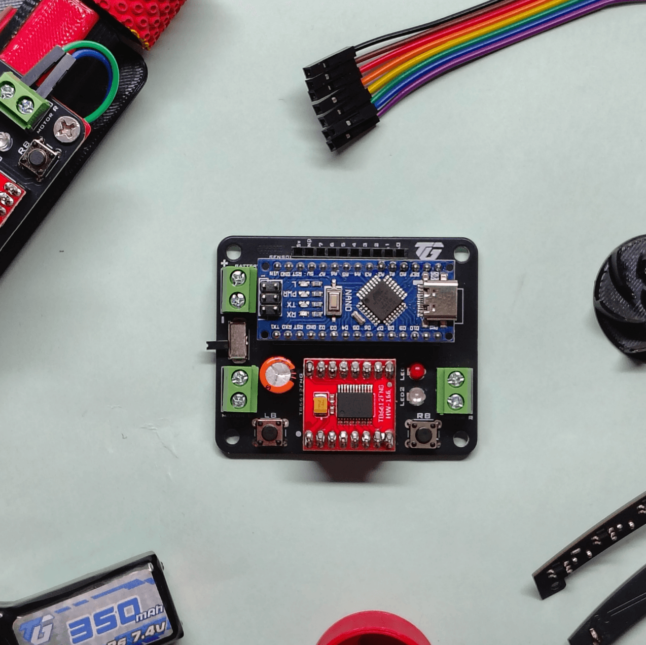 Blueprint 01 assembled board – Arduino Nano installed with components TechGeeks