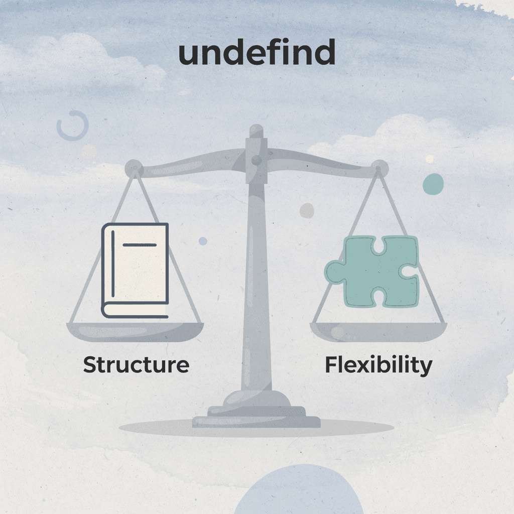 Balance scale showing structured curriculum balanced with flexible resources