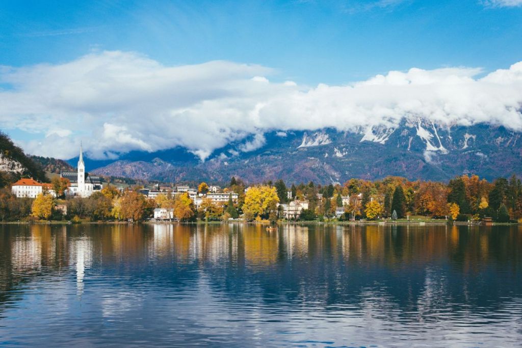 bled town from across the lake