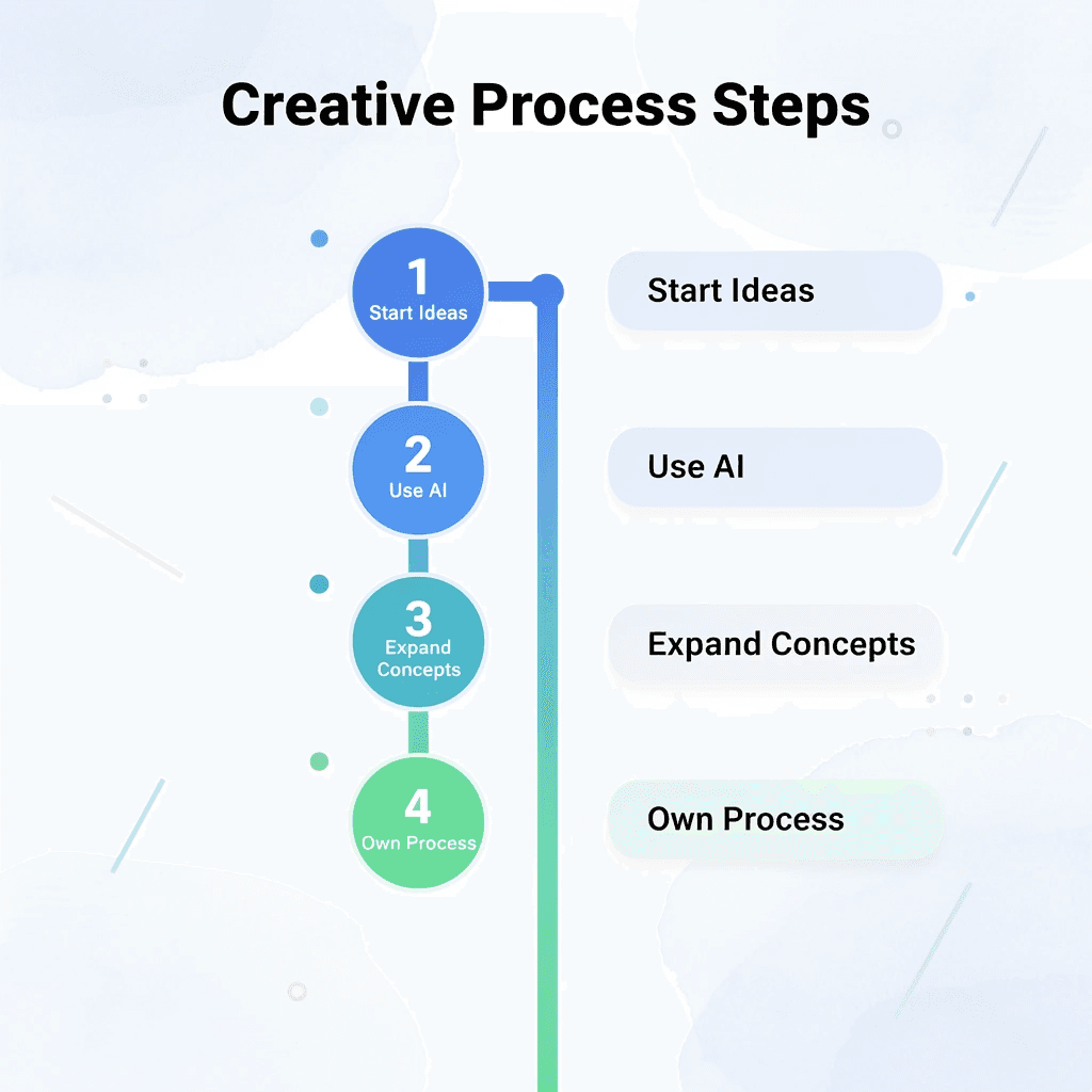 Four-step process for using AI in creative activities - 