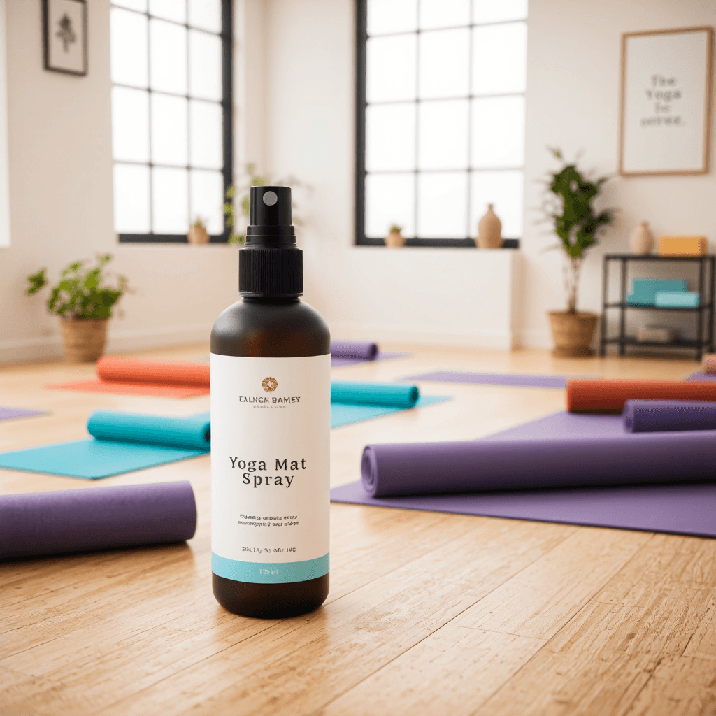 product photography of yoga mat spray