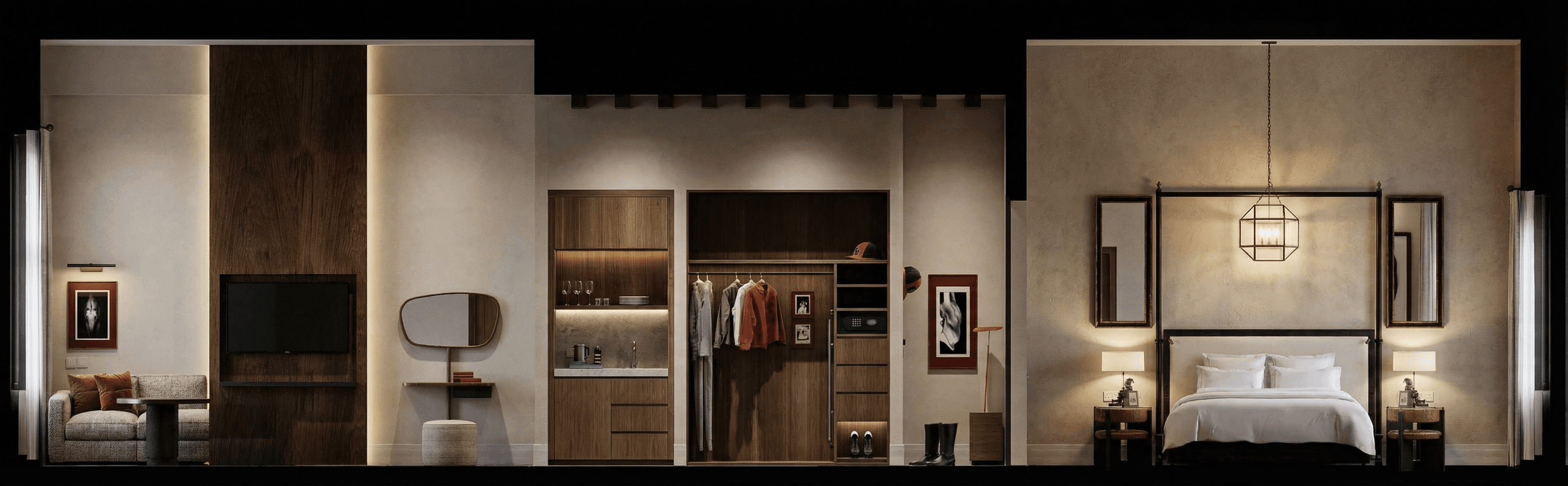 Elevation of hotel room