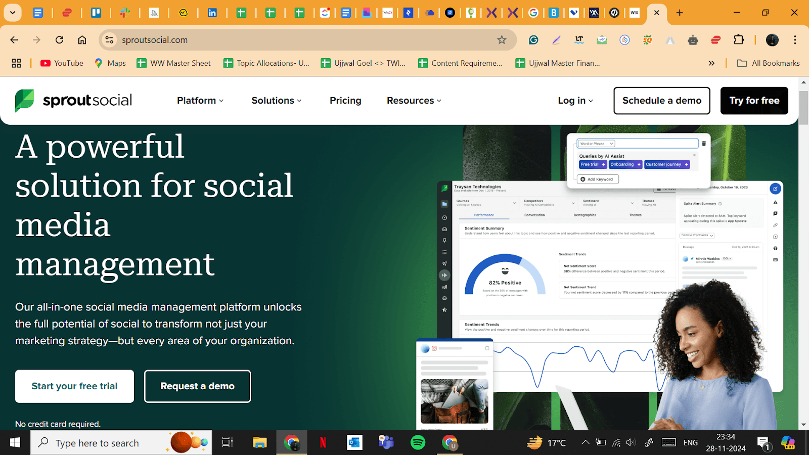 home page of sproutsocial