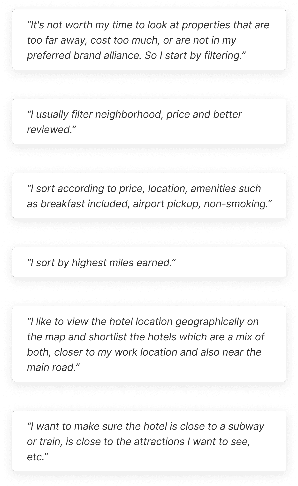 A screenshot of notes gathered from the survey results.