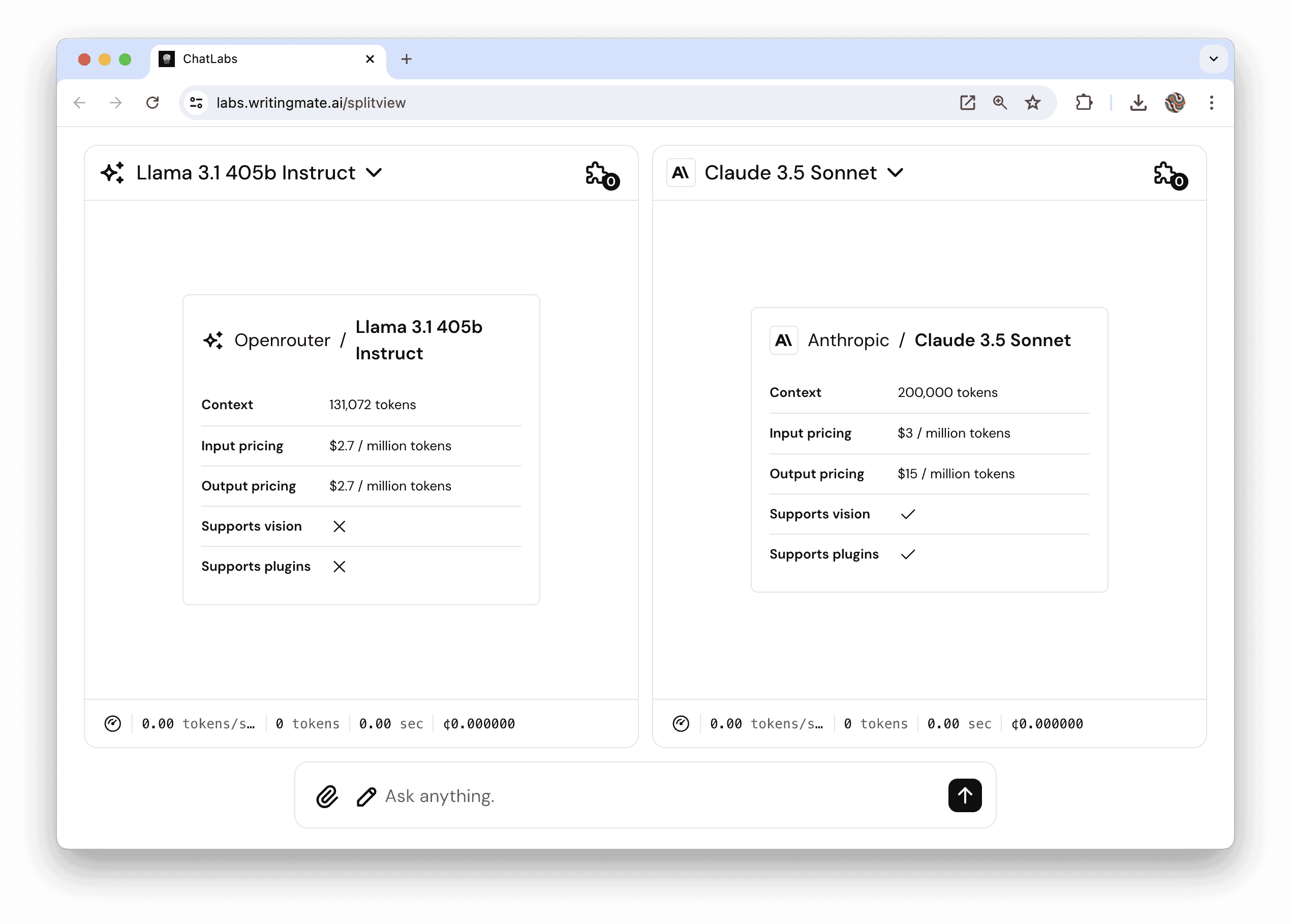 Compare AI models