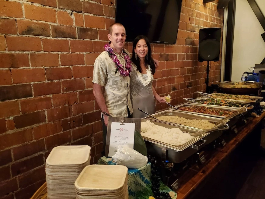 Full-service corporate catering with food warmers by Buddha Bruddah