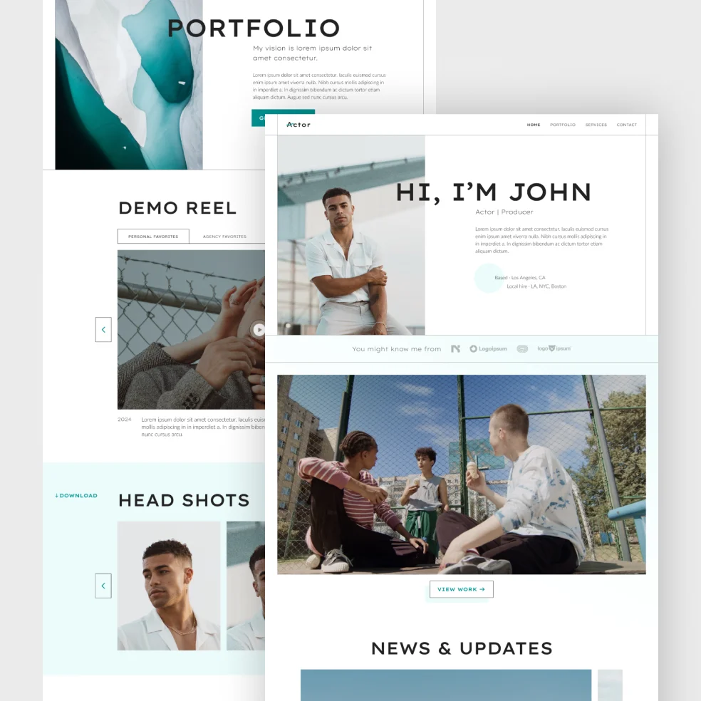 Preview of a case study about the actors' portfolio website