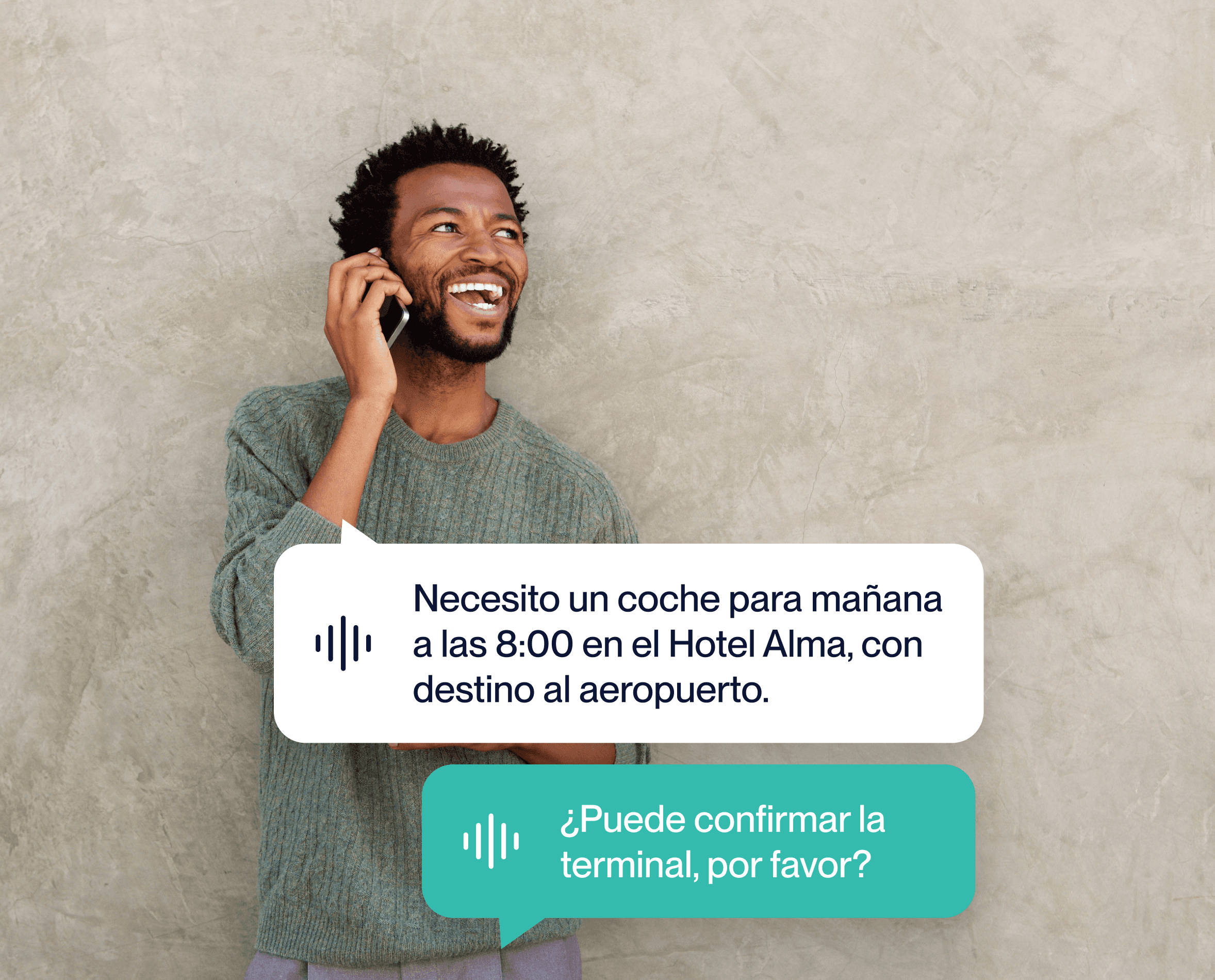 Man talking on phone booking a taxi