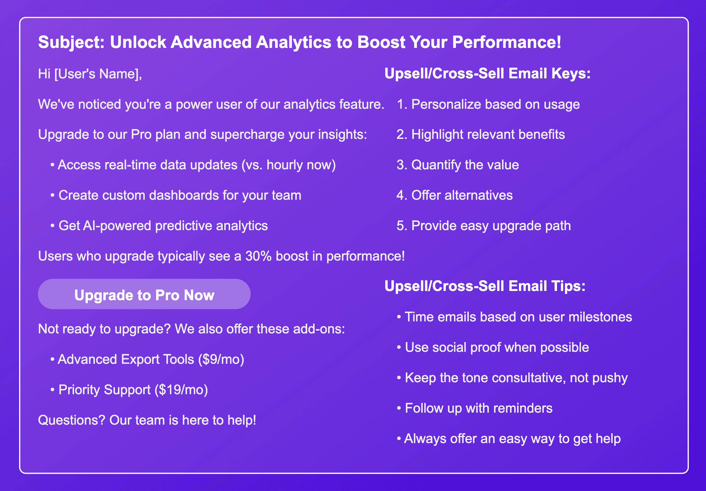 SaaS upsell email