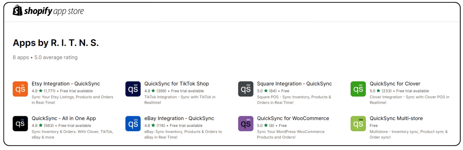 QuickSync Apps - Shopify App Store