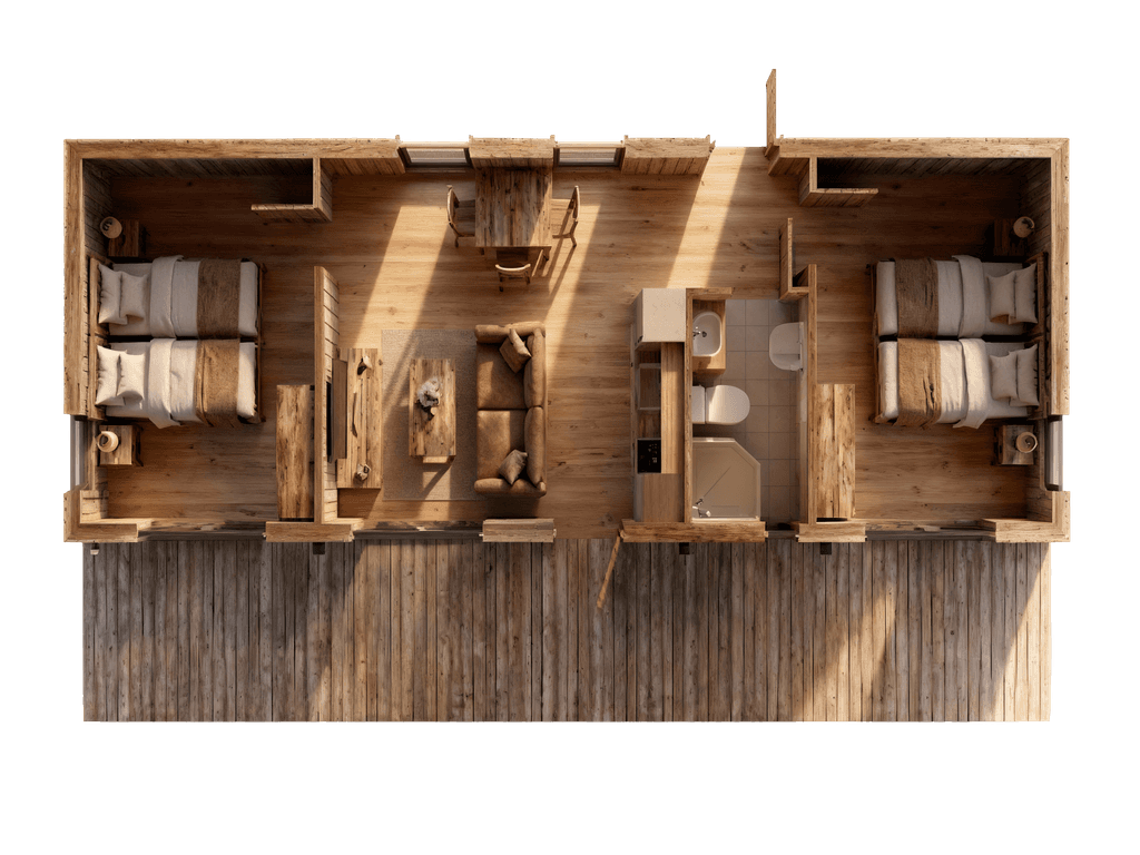 Photo d'un petit challet en bois naturel, à Chamonix