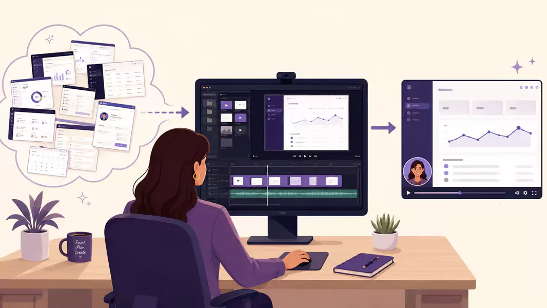 User trimming multiple detailed video clips into a clear, concise demo video