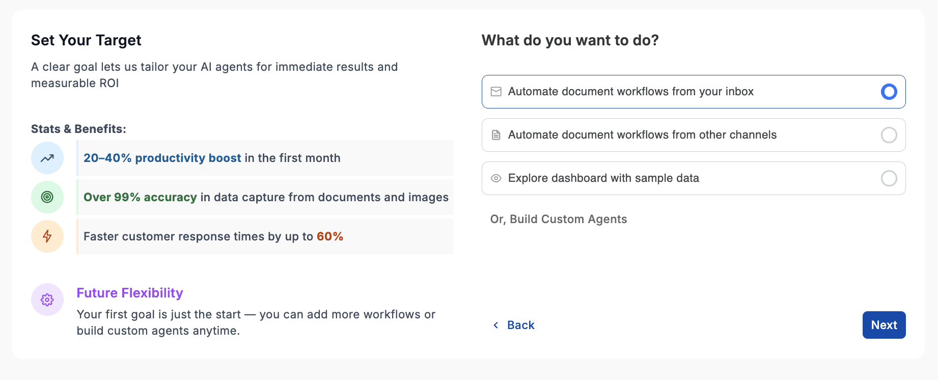 UpBrains AI Onboarding - Set Your Goals Step