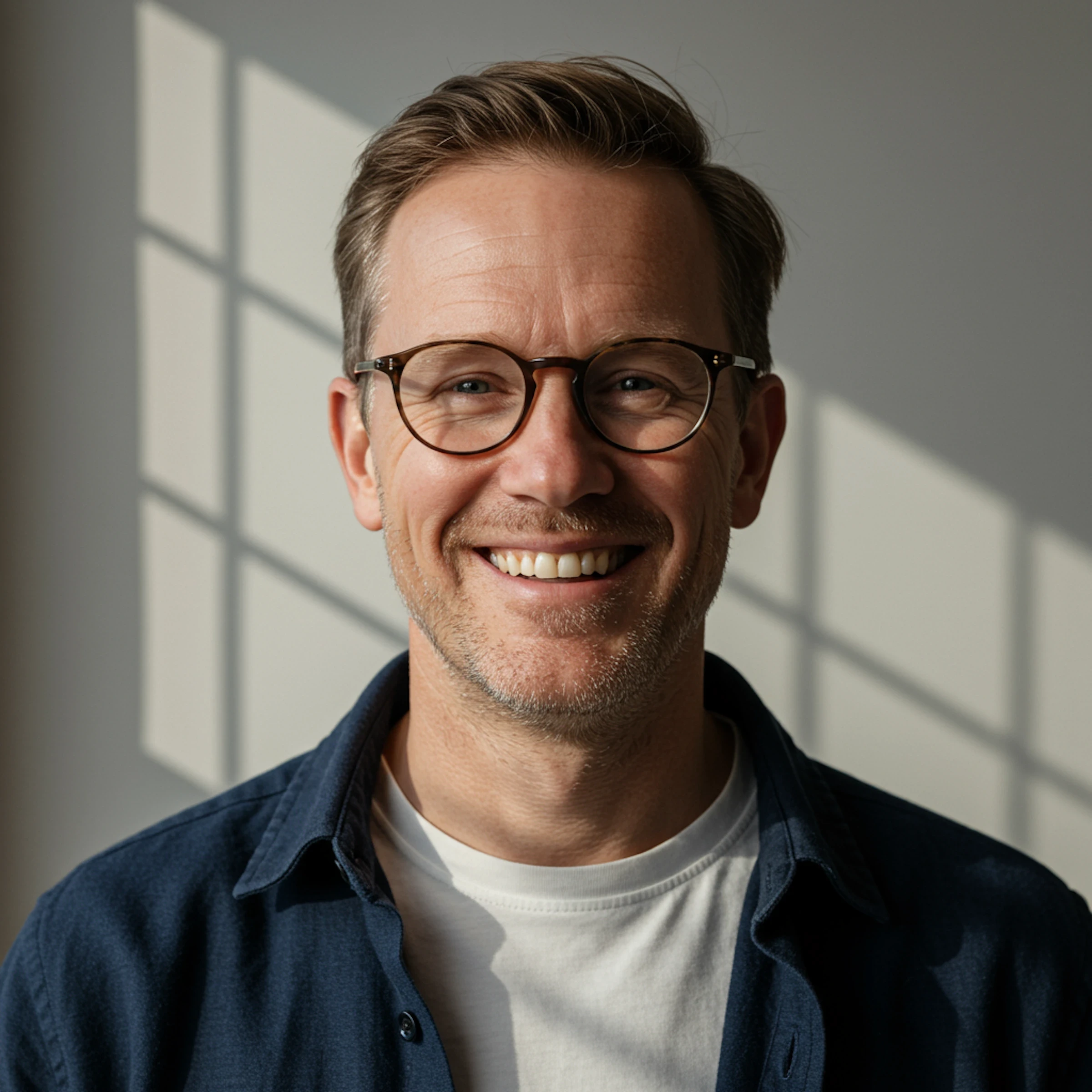 Male team member smiling