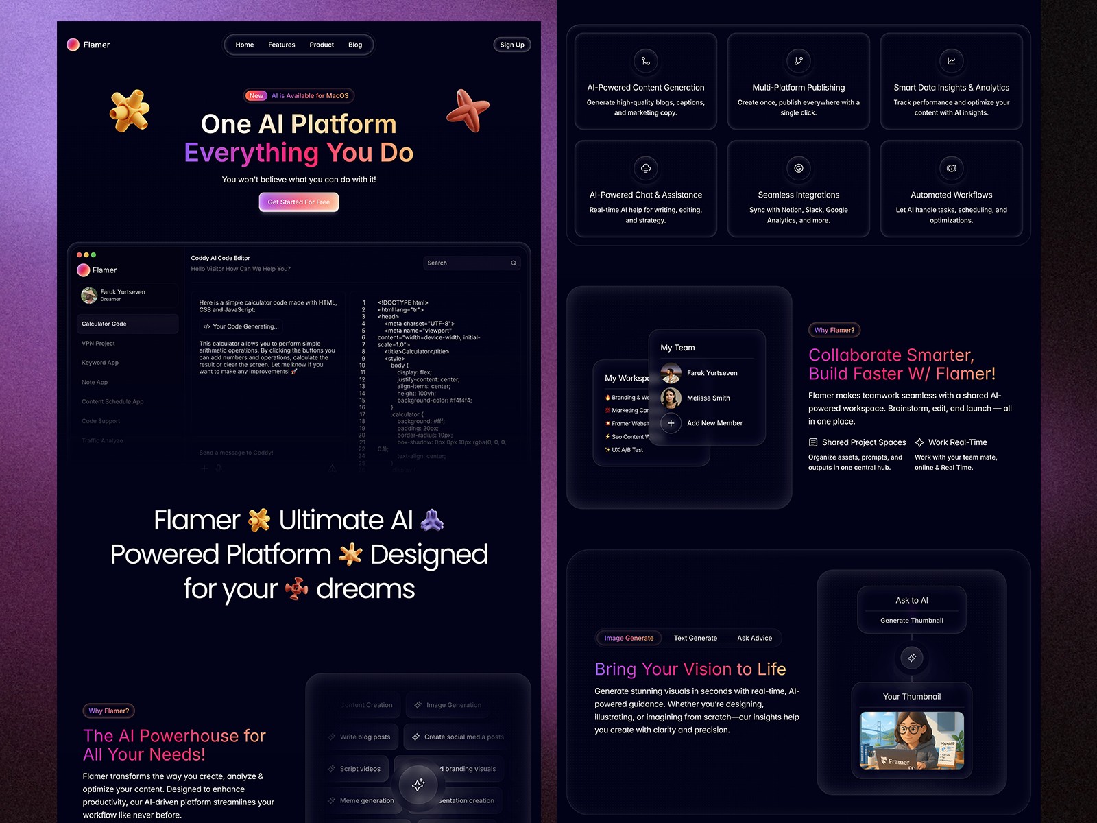 FlamerX — 专业动效 AI 产品官网设计灵感