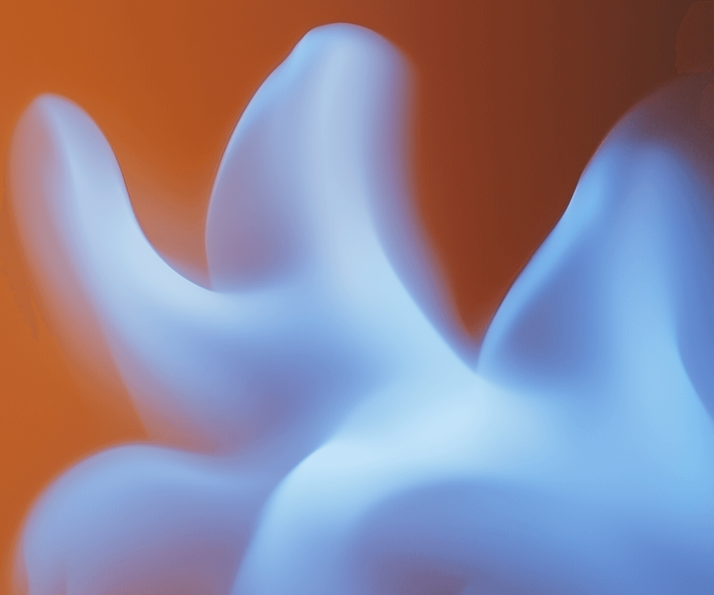 A vibrant blue and orange abstract backdrop featuring a white hand reaching out.
