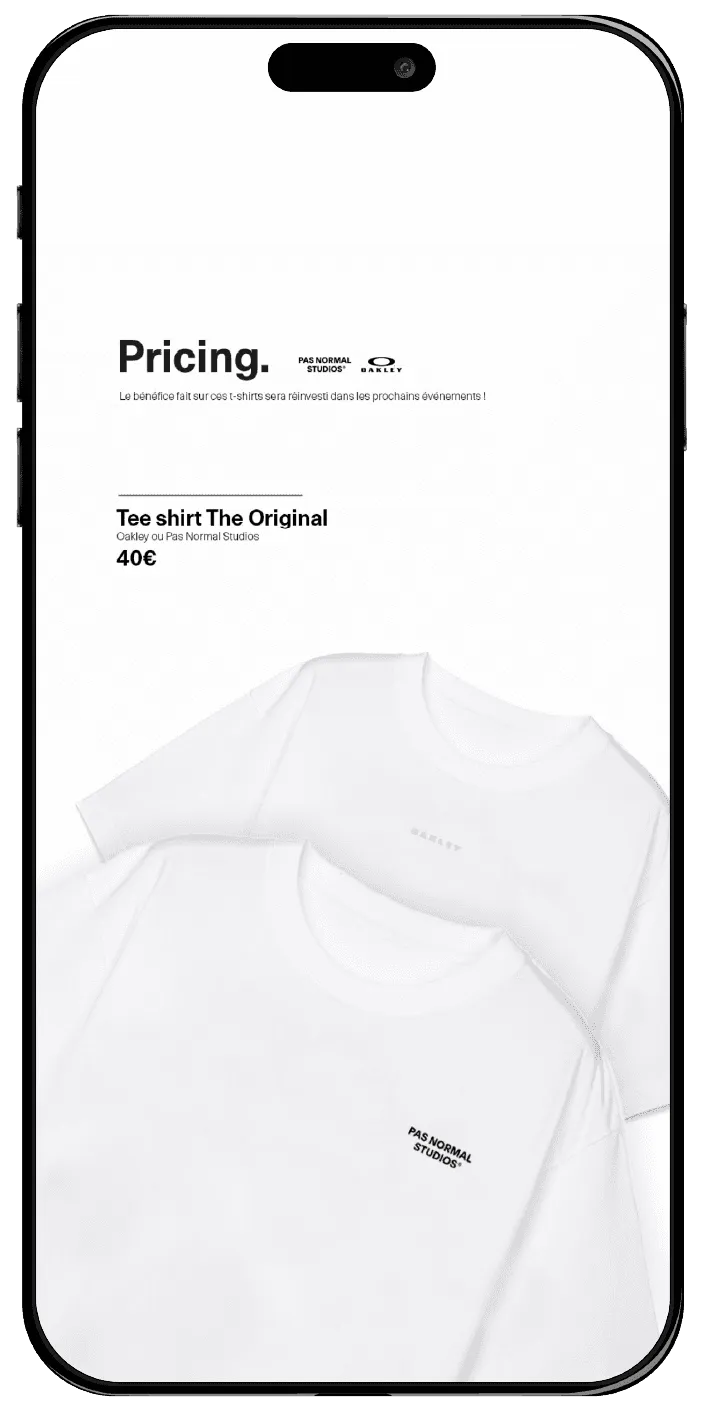 Design d'interface UI mobile pour l'application d'activation et de personnalisation de t-shirts.