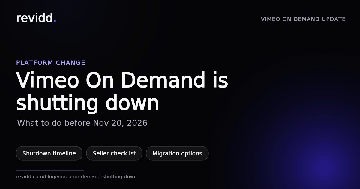Vimeo On Demand shutdown timeline: new sales stopped Sep 21, 2026, full shutdown Nov 20, 2026