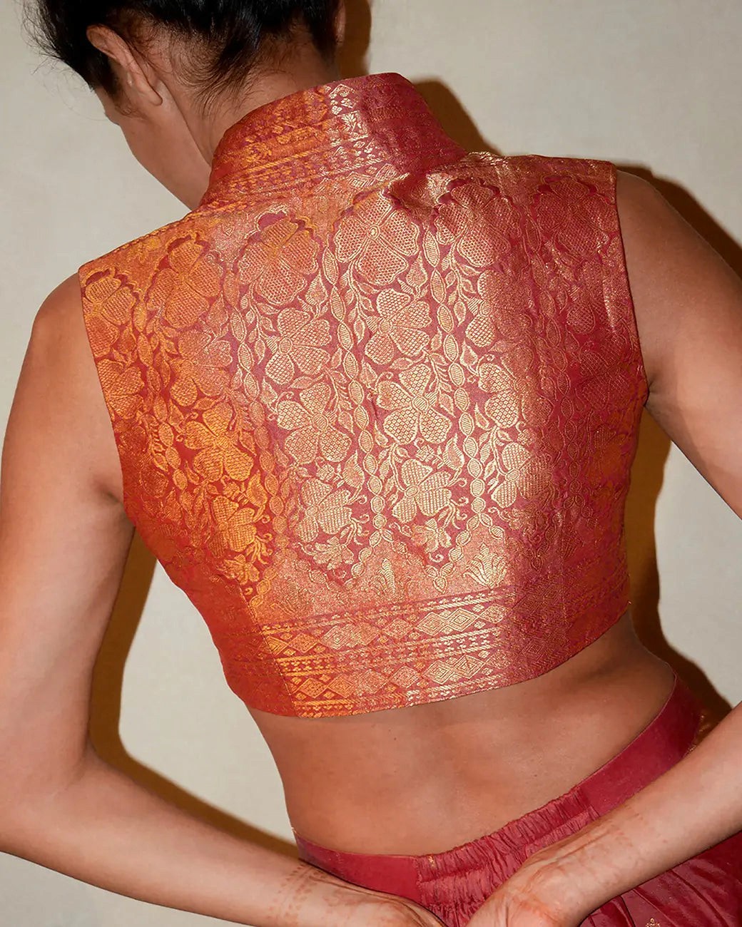 TARINI is our one-of-a-kind handcrafted silk waist coat set, made in-house using&nbsp; vintage saree fabric