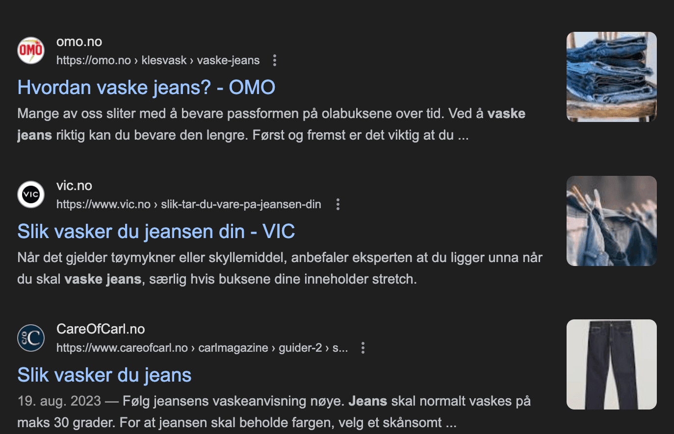 Informativt søk på Jeans