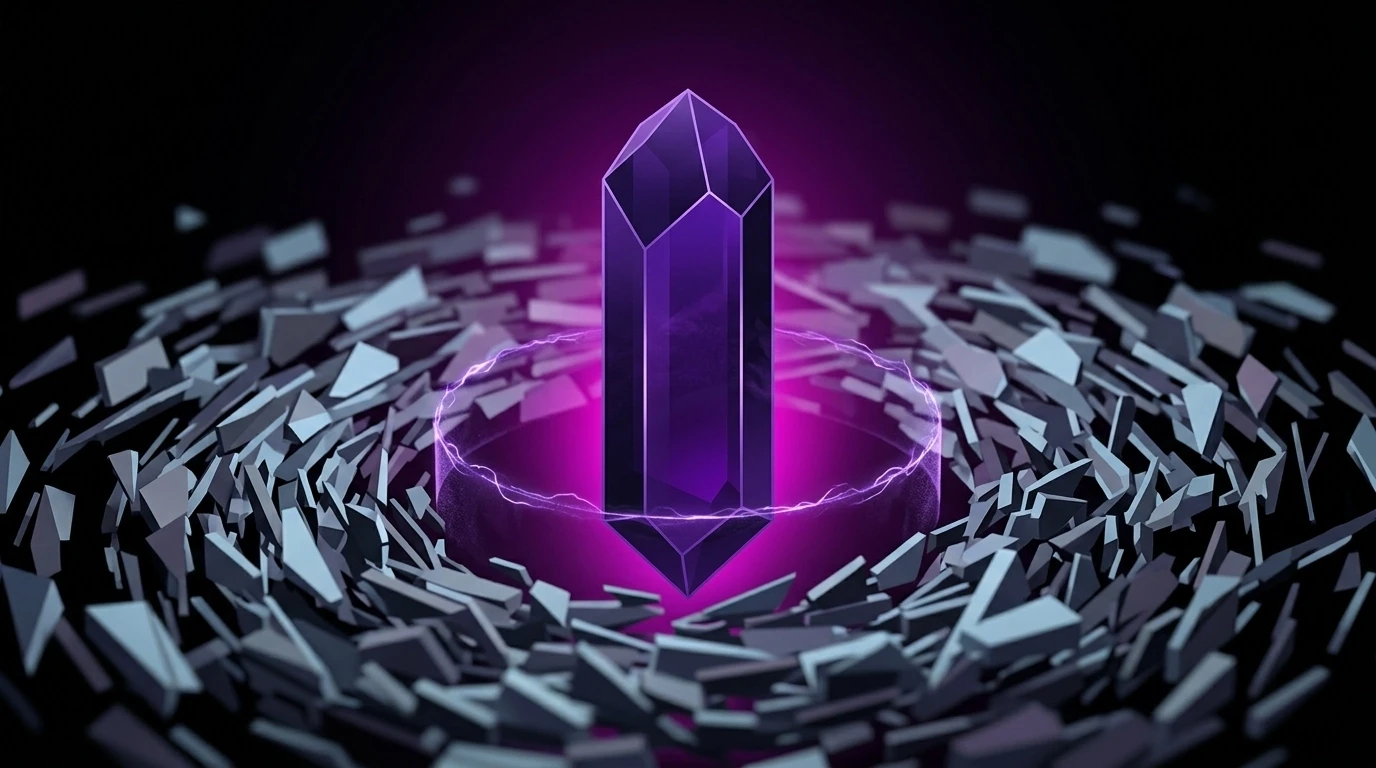 A luminous tower representing a brand's moat standing strong against the chaotic noise of AI content.