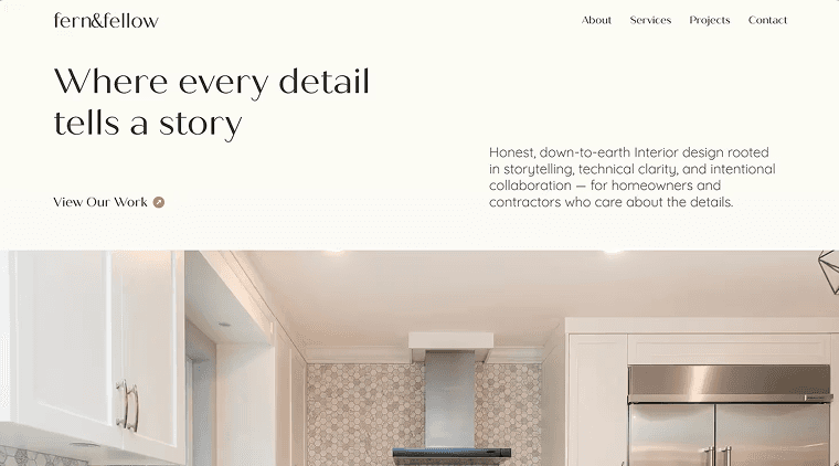 Additional page from the Fern & Fellow website design