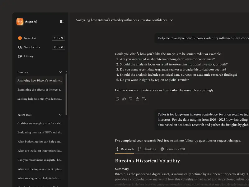 Astra AI Chatbot - Response page