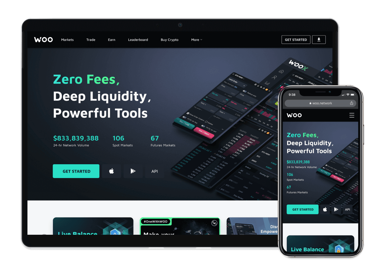 WOO X Earn web & mobile app