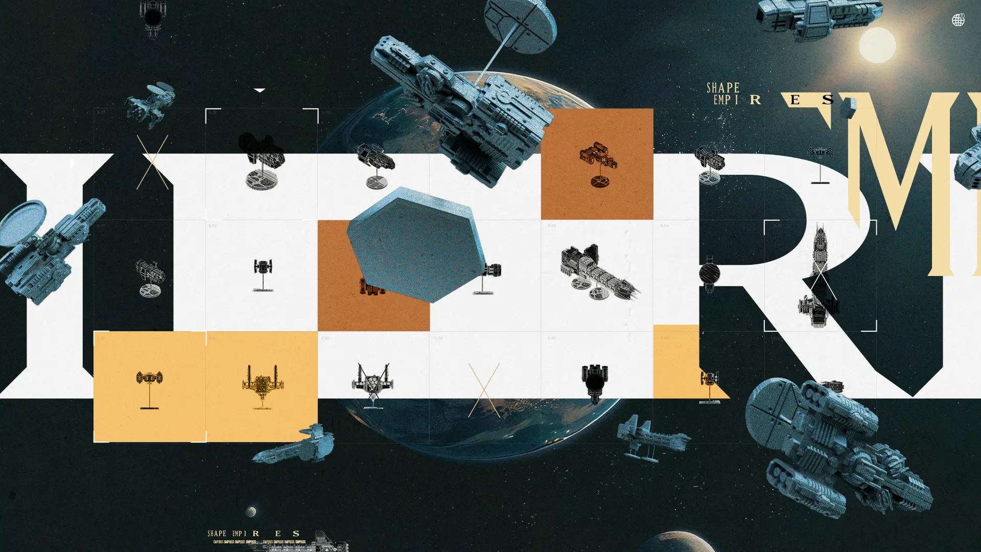 A futuristic spacecraft travels through space, approaching a large planet with orange hues in the background.