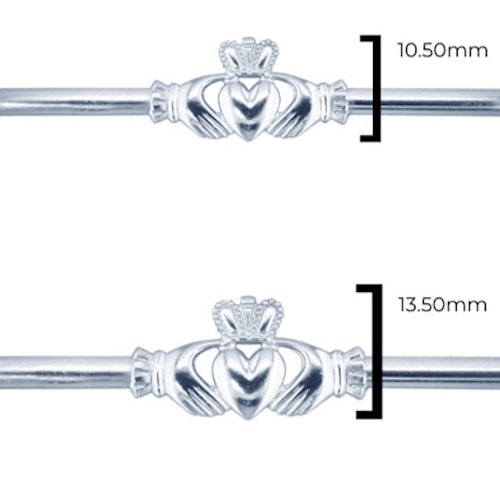兩根銀色棒，中間有克拉哈符號，顯示的尺寸分別為10.50毫米和13.50毫米。