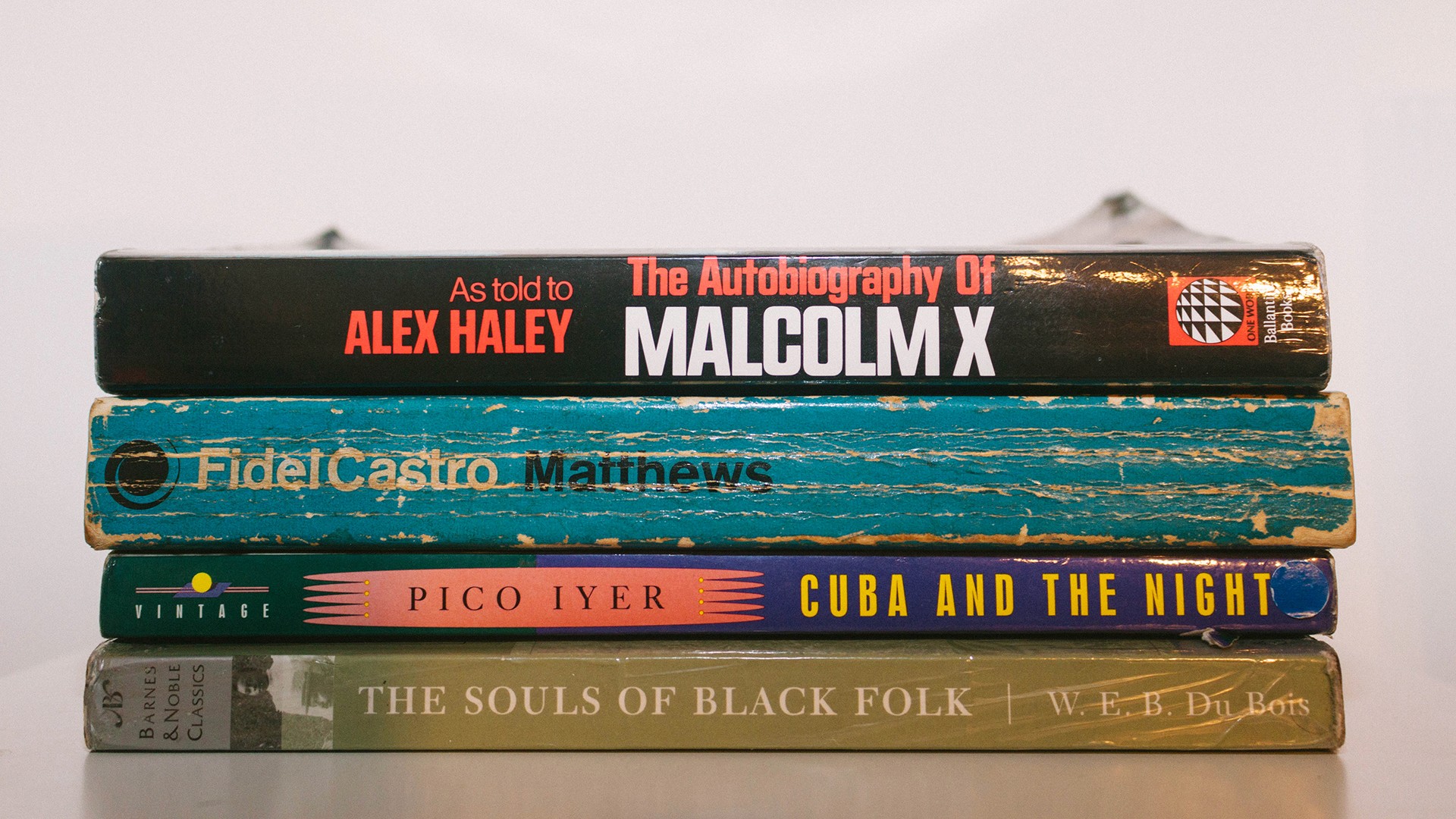 stacks of four books