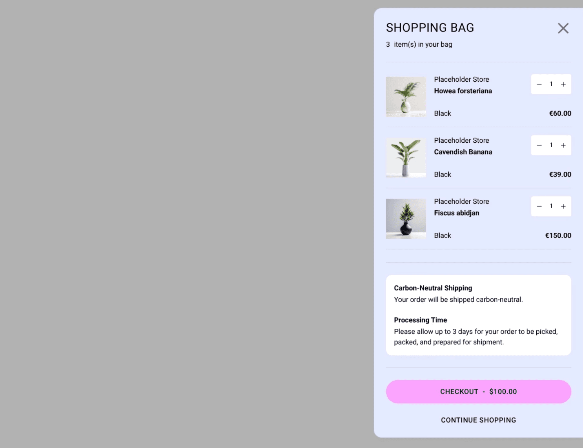cart drawer template example