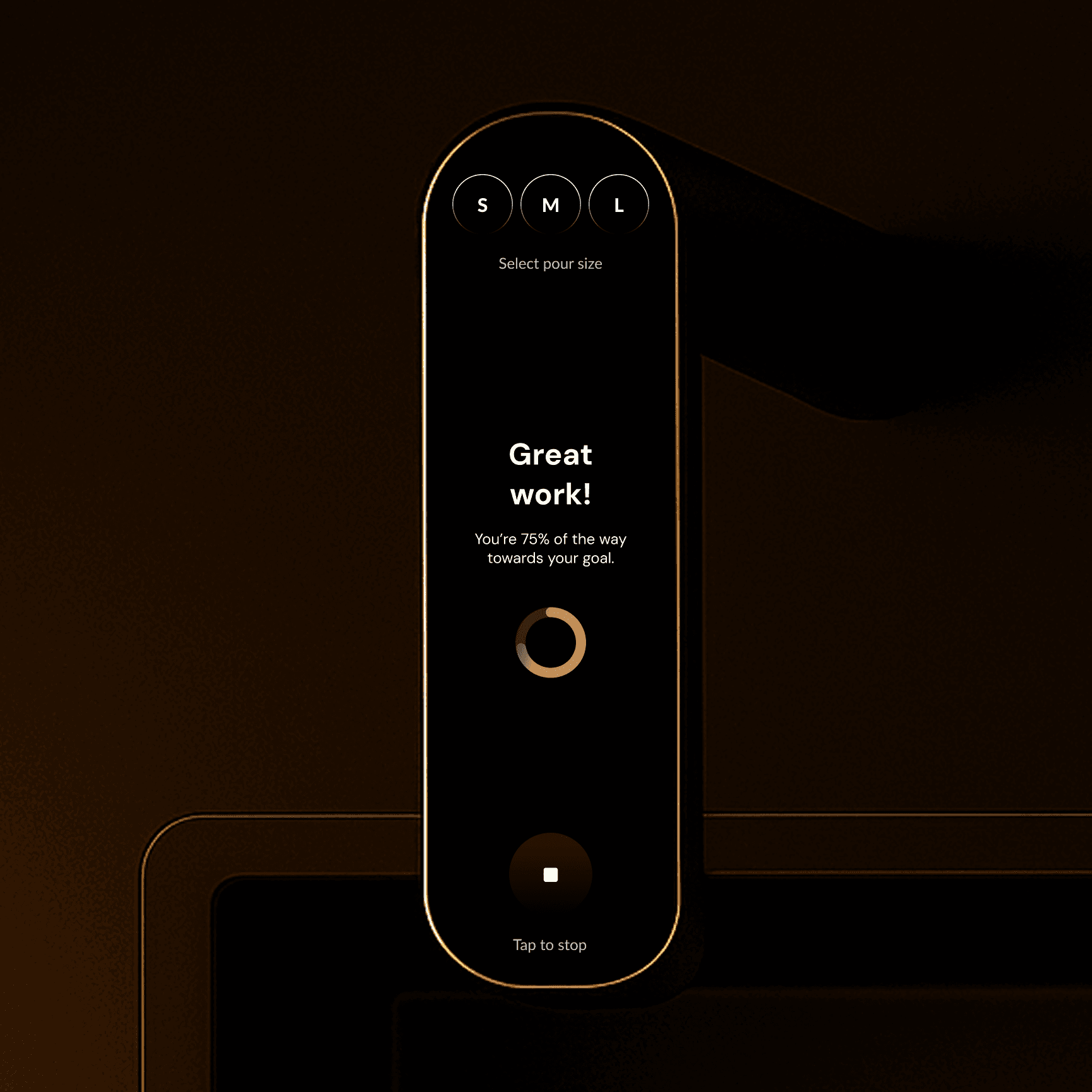Dispensing screen of the tap UI