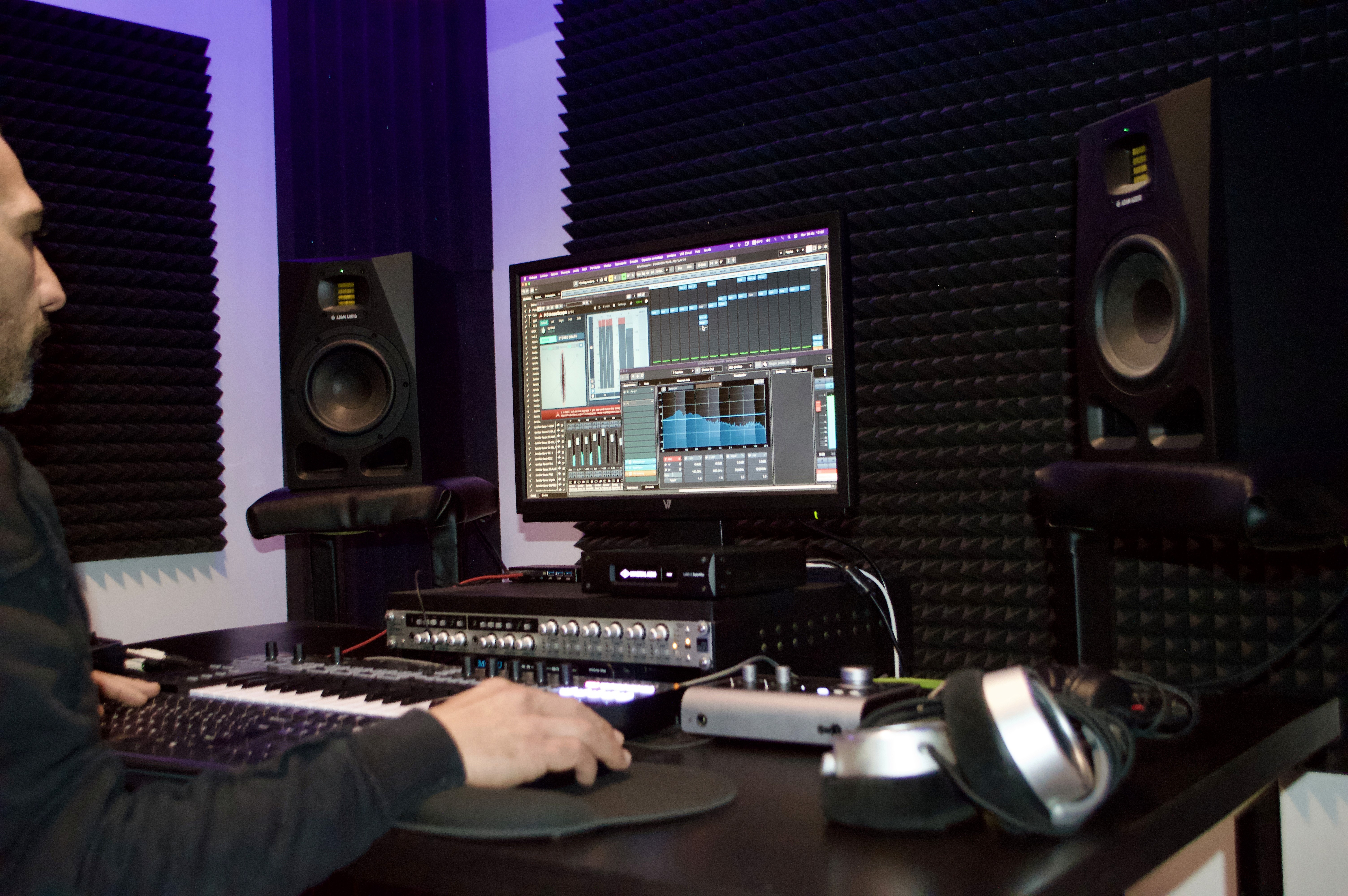 Mixing buttons in a recording studio