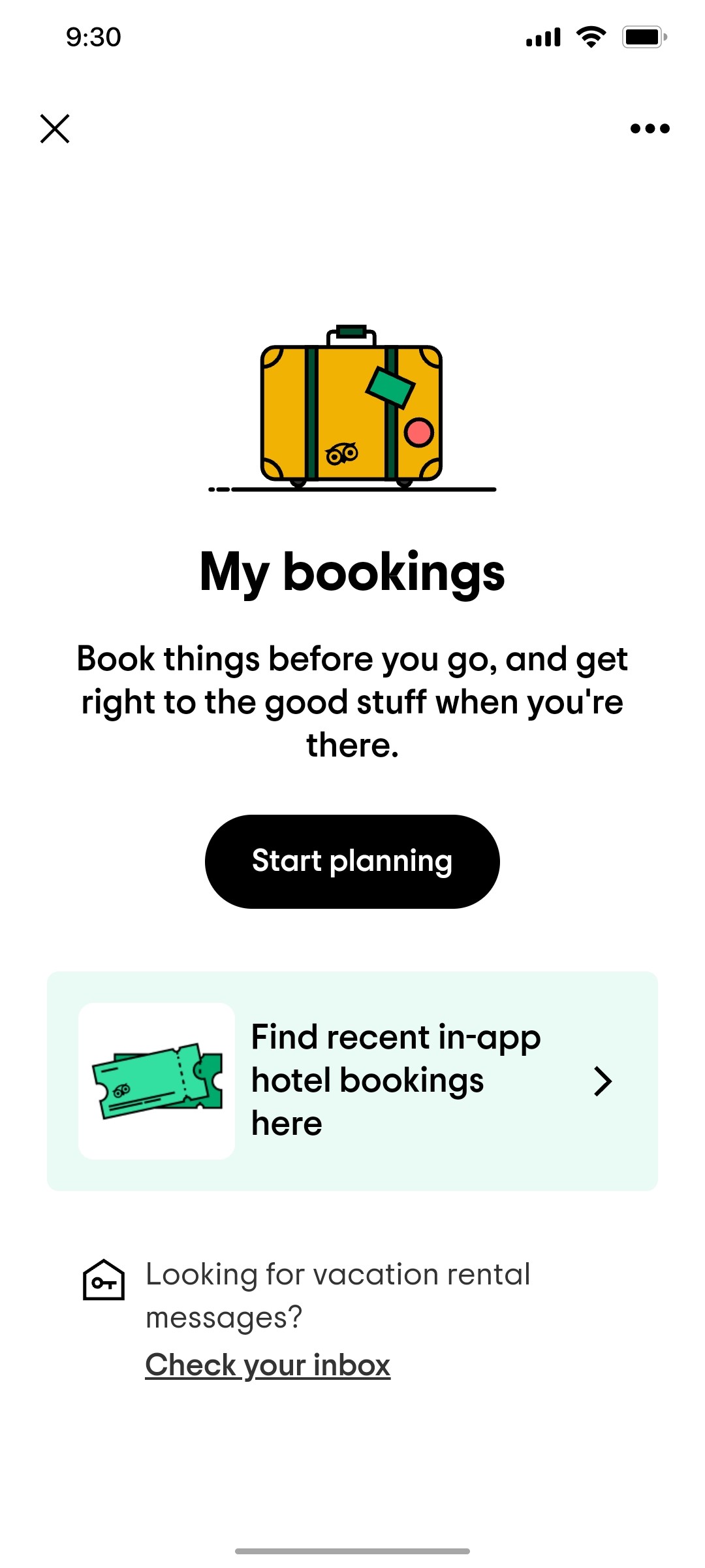 Tripadvisor Start Planing Page Screen