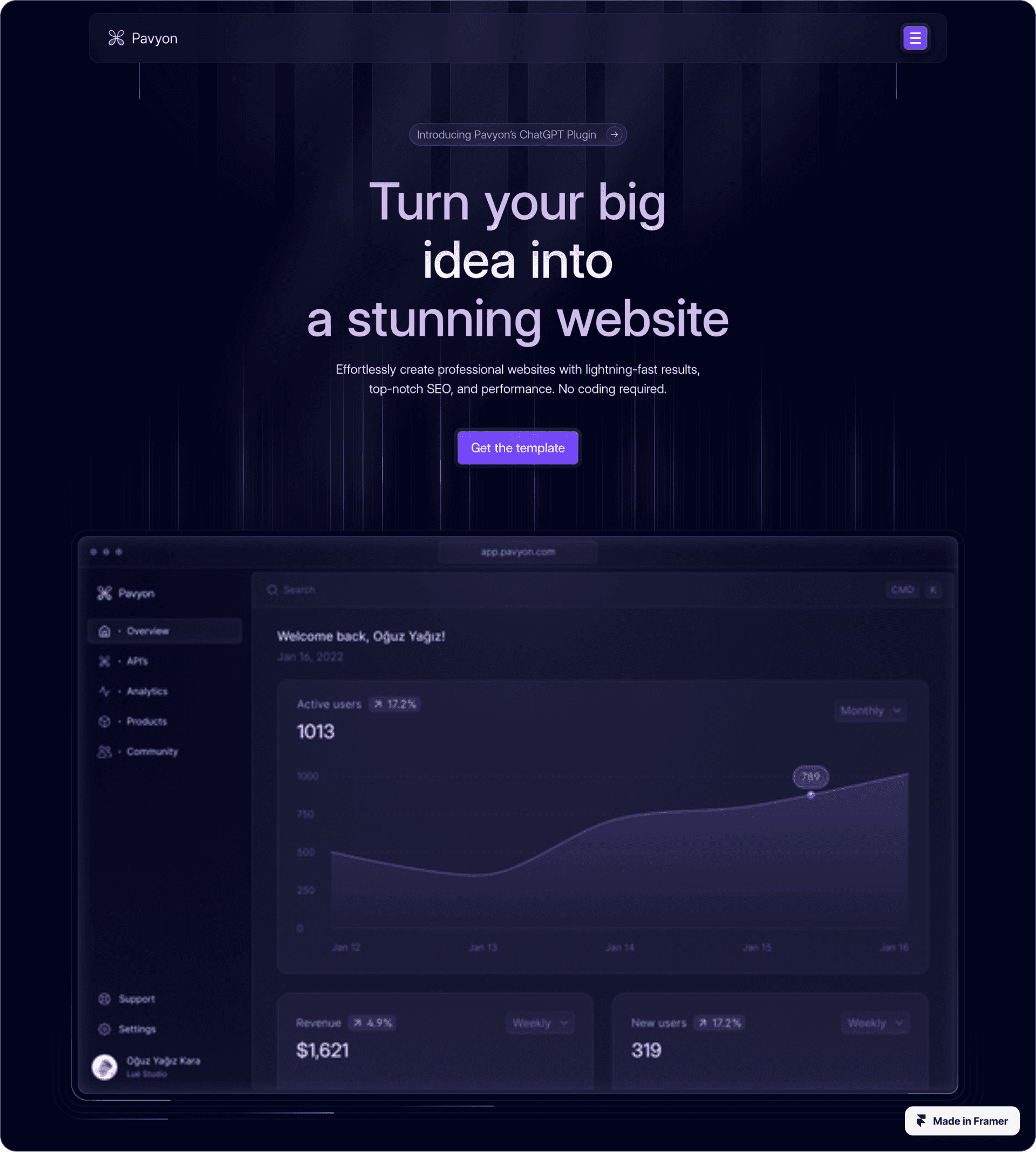 Pavyon Framer template