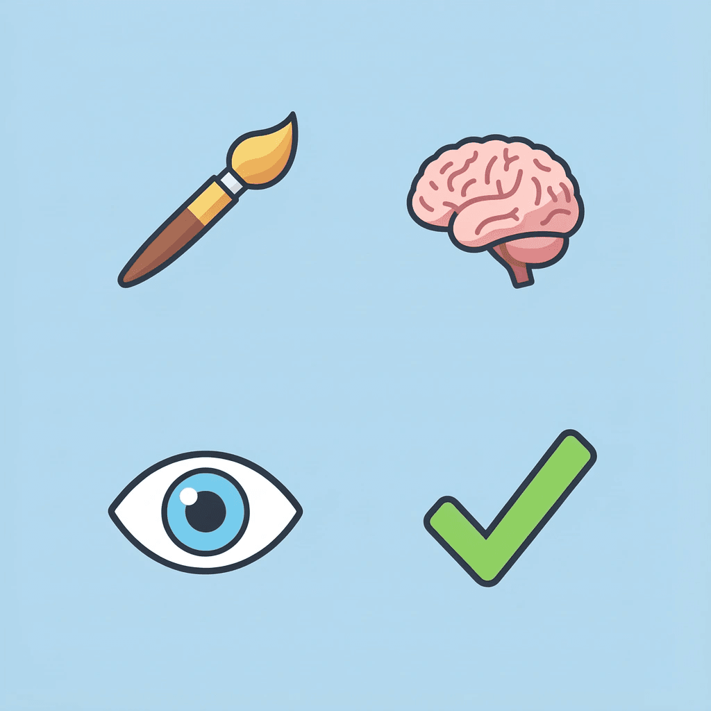  Four-icon grid displaying the main benefits of craft activities for preschoolers