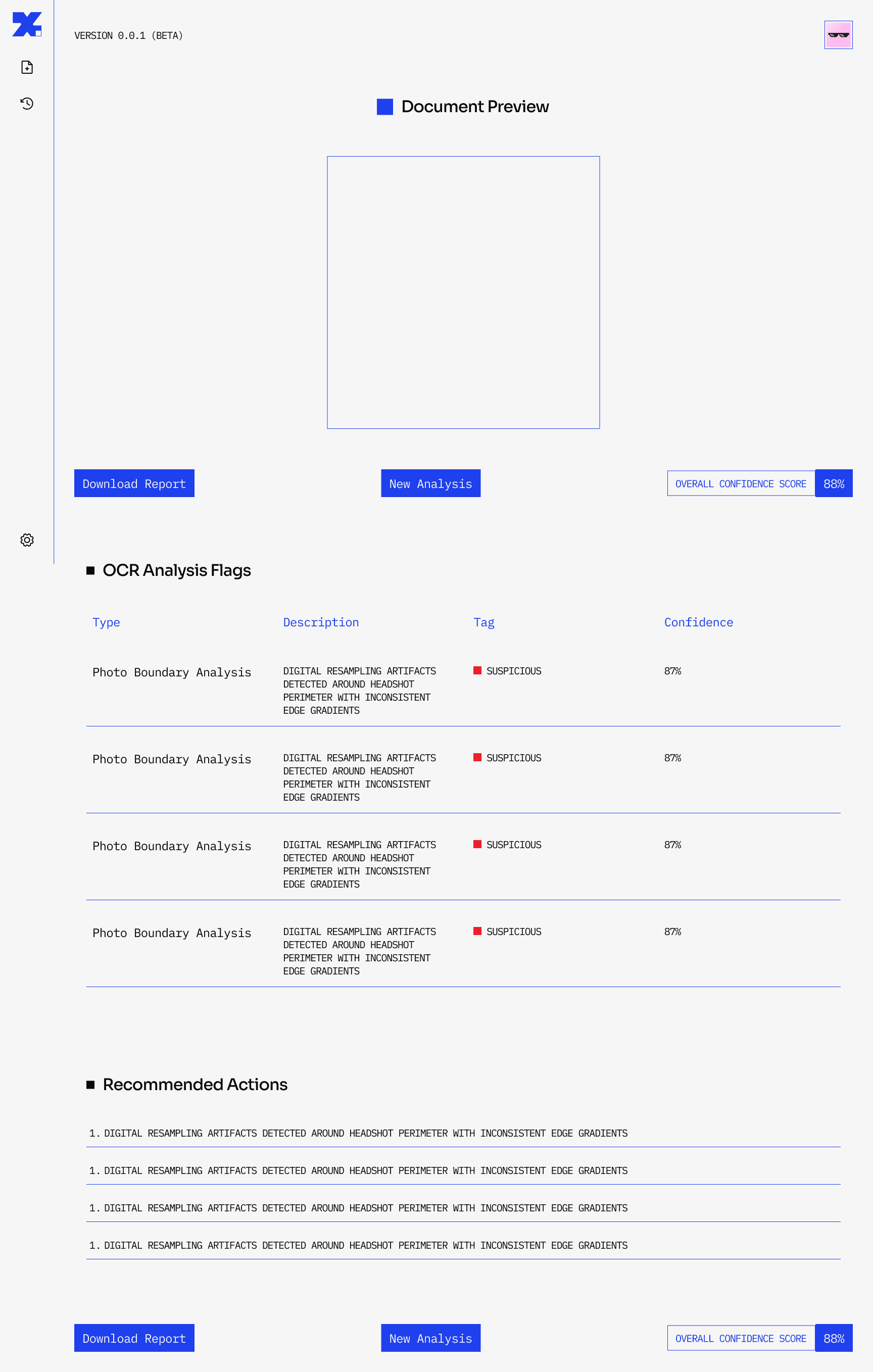 Detailed analysis page of X-Vertice