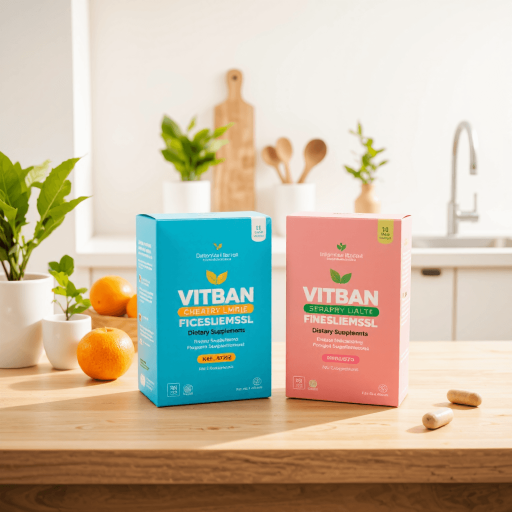 product photography of a box of dietary supplements for men and women