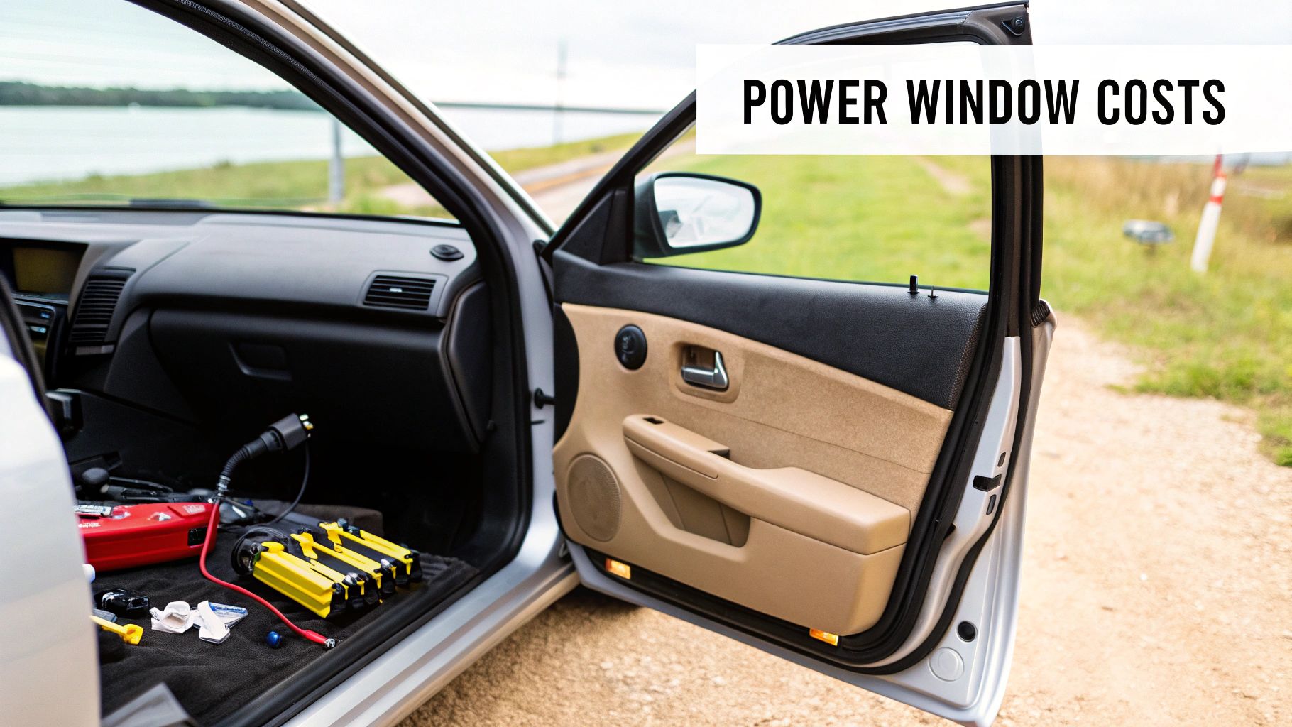 Mechanic inspecting the inside of a car door panel